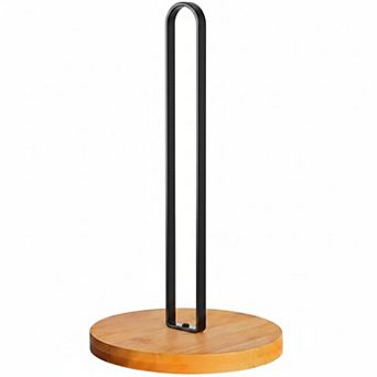 Wooden Base Countertop Paper Towel Holder Freestanding Non Slip Sturdy Portable Modern
