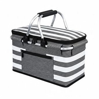 Insulated Collapsible Cooler Bag 26L Leakproof Picnic Basket with Handles for Food Delivery Travel