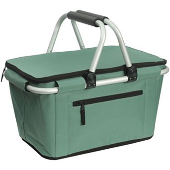 Collapsible Insulated Picnic Basket 27L Large Reusable Folding Shopping Cooler with Handles