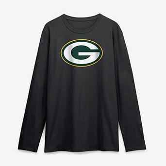 Men's Logo Athletic Black Green Bay Packers Primary Logo Long Sleeve T-Shirt