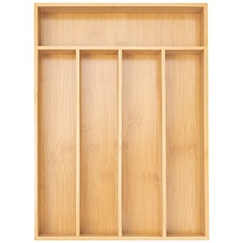 5 Slot Natural Wood Silverware Organizer Drawer Utensil Holder Cutlery Tray