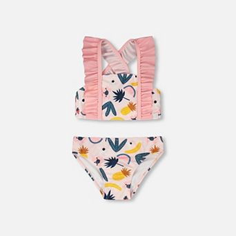 Little Kids Girl Printed Fruits Top and Bottom Two-Piece Swimsuit