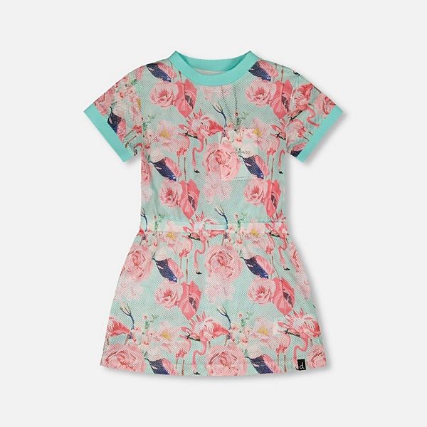 Little Kids Girl Mesh Beach Dress Flamingo Print