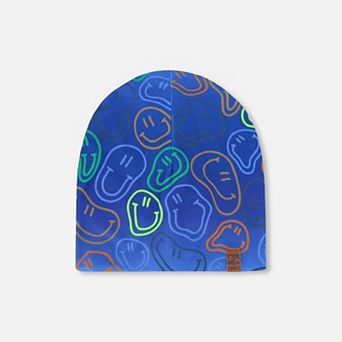 Toddlers Boy Stretch Jersey Beanie Printed Smileys