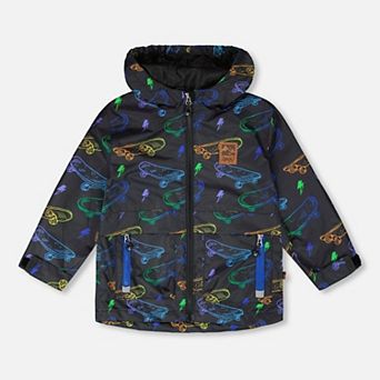 Little Kids Boy Mid-Season Jacket Printed Skateboards