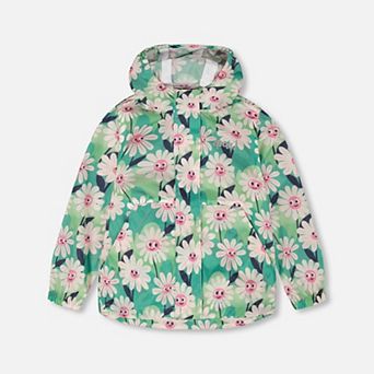 Little Kids Girl Packable Windbreaker In Polyester Smiling Flower Print