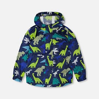 Little Kids Boy Packable Windbreaker In Polyester Dinosaur Print