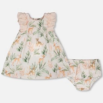 Baby Girl Muslin Dress and Bloomer Set Deer Print