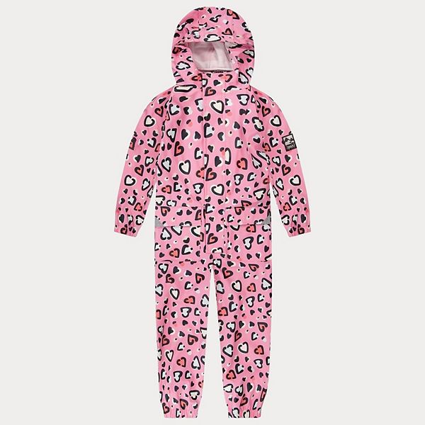Little Kids Girl Rain One-Piece In Polyurethane Heart Print
