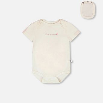 Baby Girl Evolutive Organic Cotton Jersey Envelope Neck Bottom Snap Onesie