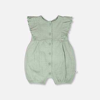 Baby Girl Cotton Pointelle Jersey Romper with Frills