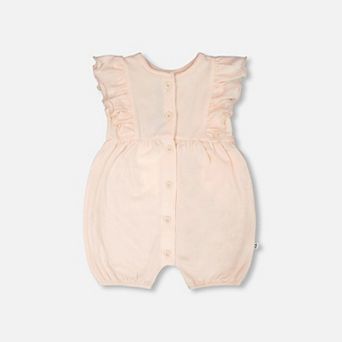 Baby Girl Cotton Pointelle Jersey Romper with Frills
