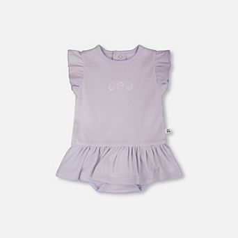 Baby Girl Cotton Rib Jersey Romper with Frill