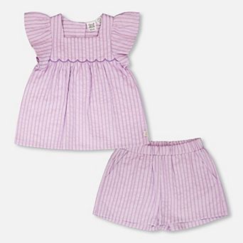 Little Kids Girl Top and Short Set Stripes