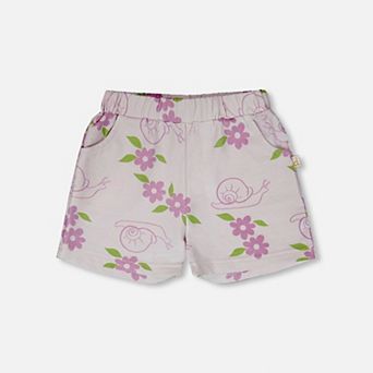 Baby Girl French Terry Shorts Snails Print