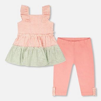 Big Kids Girl Tunic and Organic Cotton Capri Set Gingham