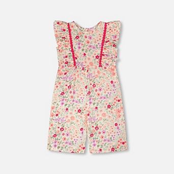 Big Kids Girl Muslin Jumpsuit Printed Flowers