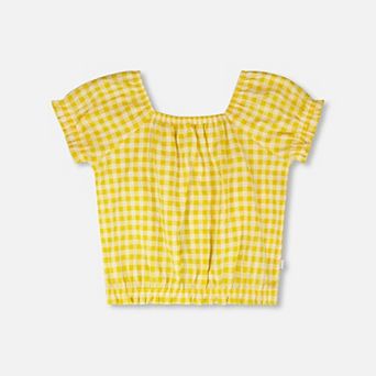 Little Kids Girl Peasant Top Gingham