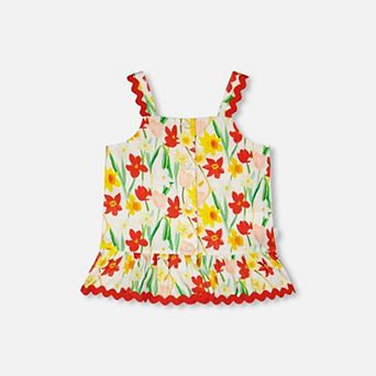 Little Kids Girl Viscose Top Daffodil Print