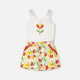 Big Kids Girl Jersey and Viscose Romper