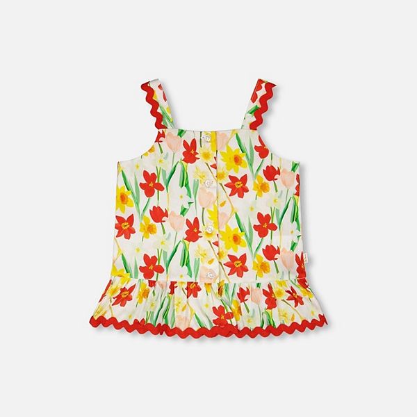 Big Kids Girl Viscose Top Daffodil Print