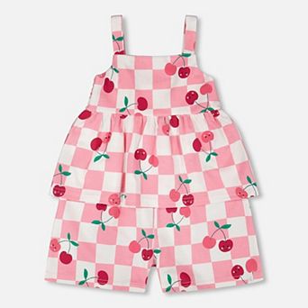 Big Kids Girl Organic Cotton Jersey Romper Printed Cherries