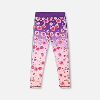 Big Kids Girl Athletic Leggings In Recycled Polyester Floral Gradient