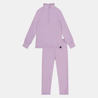 Little Kids Girl Two Piece Half-Zip Thermal Underwear Top and Pants Set