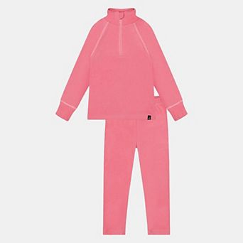 Little Kids Girl Two Piece Half-Zip Thermal Underwear Top and Pants Set