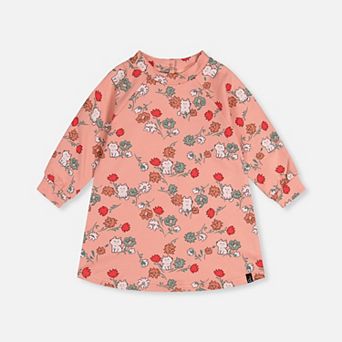 Little Kids Girl Cat Print French Terry Dress