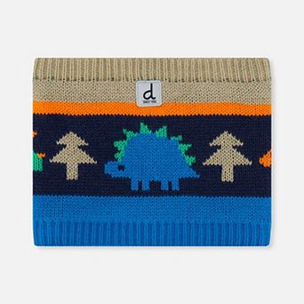 Little Kids Boy Dinosaur Print Jacquard Winter Knit Neckwarmer - 2-6 Years