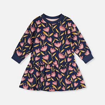 Little Kids Girl Tulip Print French Terry Dress