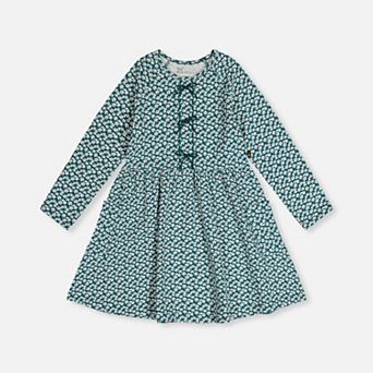 Little Kids Girl Floral Print Patch-Pocket Organic Cotton Dress