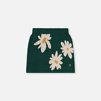 Big Kids Girl Daisy Jacquard Knitted Skirt