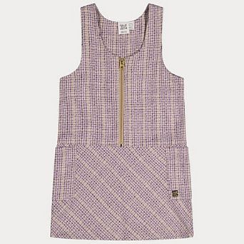 Little Kids Girl Checkered Front-Zip Jumper with Pockets