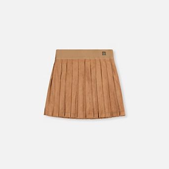 Big Kids Girl Knife-Pleated Suede Skirt