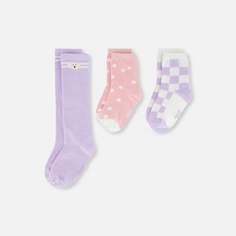 Little Kids Girl Poodle, Polka Dot & Checkered Socks (3 Pairs)