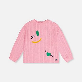 Little Kids Girl Fruit Embroidered Knit Top