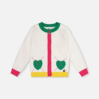 Little Kids Girl Floral Pointelle Knitted Cardigan