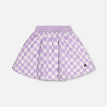Big Kids Girl Tile Pattern Faux Fur Skirt
