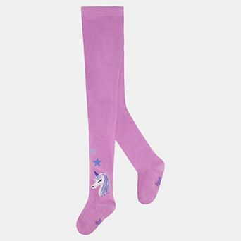 Big Kids Girl Star & Unicorn Knit Tights