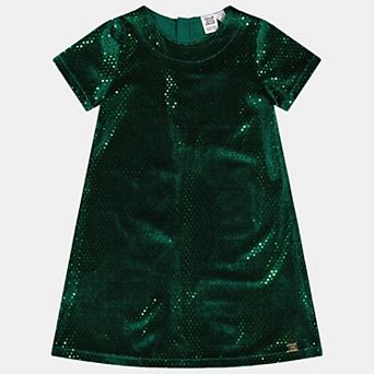 Big Kids Girl Short Sleeve A-Line Velour Blend Dress