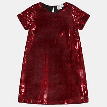 Big Kids Girl Short Sleeve A-Line Lurex Jersey Dress
