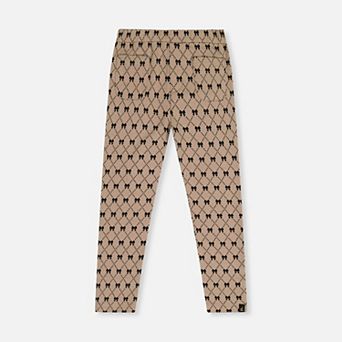 Big Kids Girl Jacquard Knit Elastic Waist Bow Tie Print Treggings