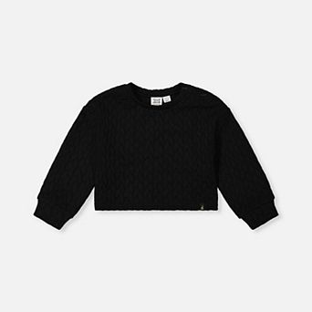 Big Kids Girl Quilted Diamond Jacquard Sweatshirt
