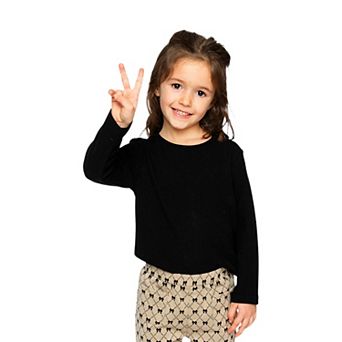 Little Kids Girl Brushed Rib Crew Neck Top