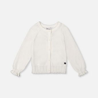 Little Kids Girl Button-Front Scallop Ruffle Knit Cardigan