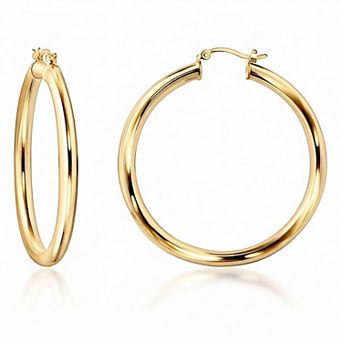 RMZ GOLD NYC 18K Gold 4MM Solid Hoop Earrings For Women, High Polish Finish, Tarnish Free