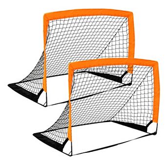 Set of 2 Pop Up Soccer Goals, Portable Kids Youth Soccer Nets with Carry Bag & Stakes