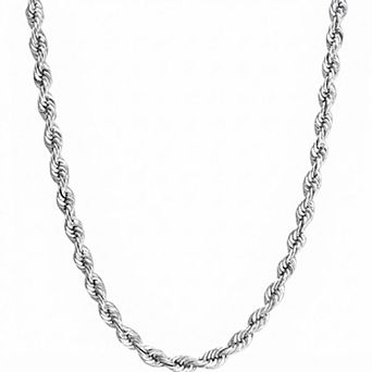RMZ GOLD NYC 14K White Gold Plated Silver Plated Rope Twist Braided Chain